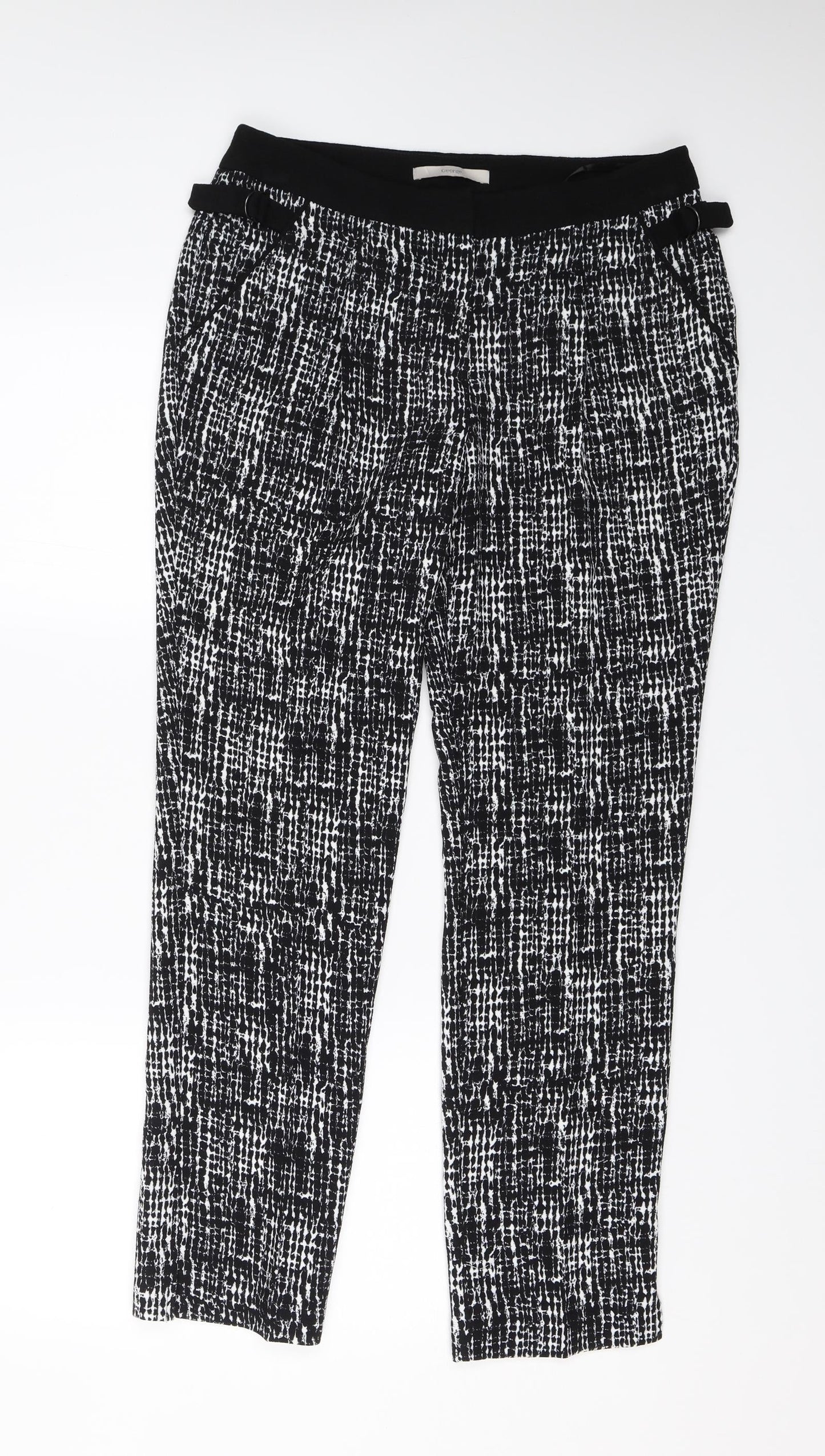George Womens Black Animal Print  Trousers  Size 10 L26 in