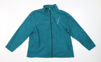 Womens UK Size L Anne De Lancay Blue Full Zip Jumper