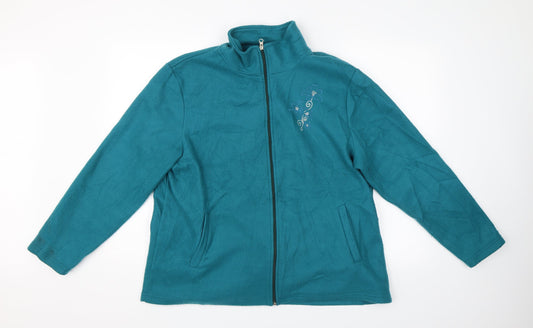 Womens UK Size L Anne De Lancay Blue Full Zip Jumper