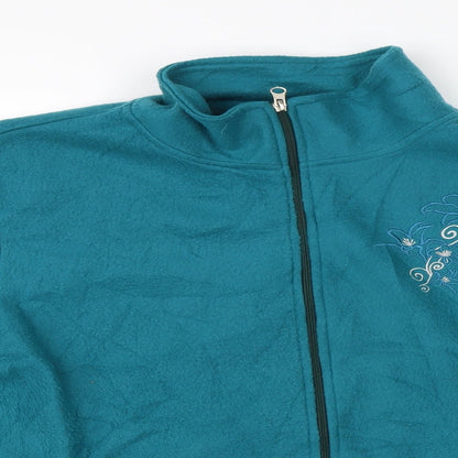 Womens UK Size L Anne De Lancay Blue Full Zip Jumper