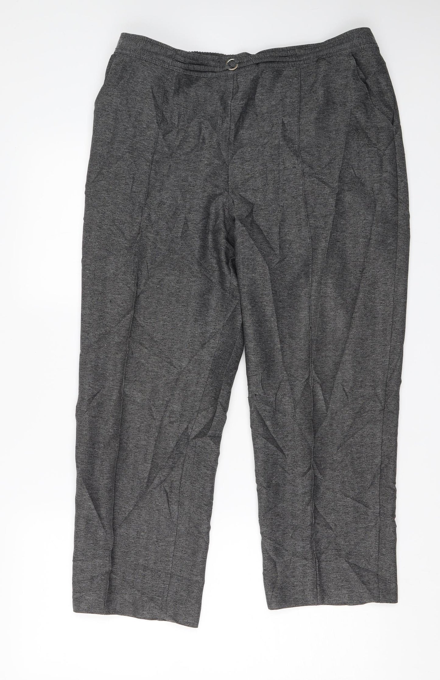 Womens UK Size 14 M&S Regular Fit Capri Grey Trousers