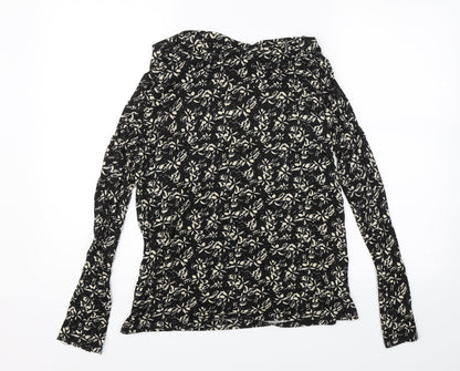 ESMARA Womens Black Floral  Basic Blouse Size S