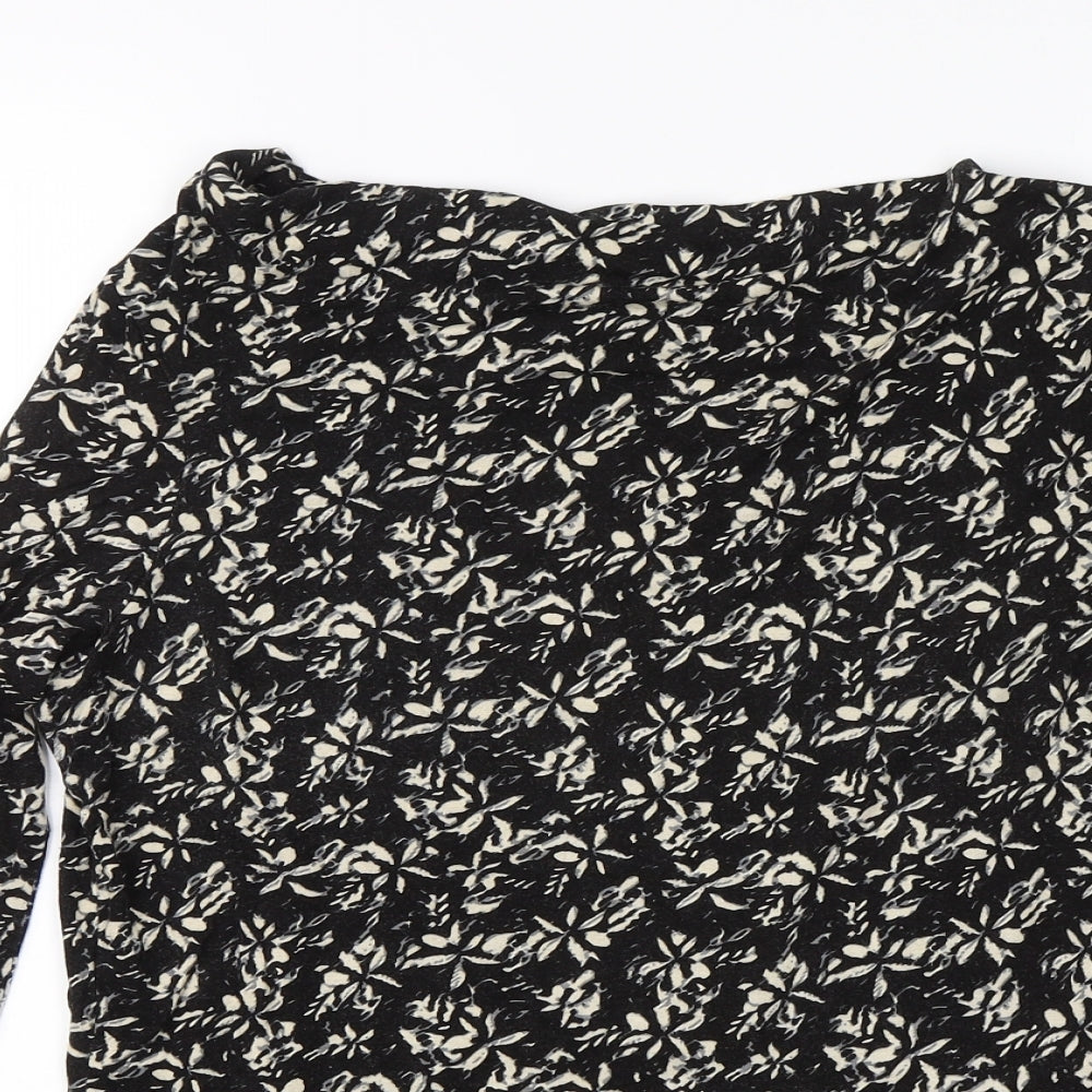 ESMARA Womens Black Floral  Basic Blouse Size S