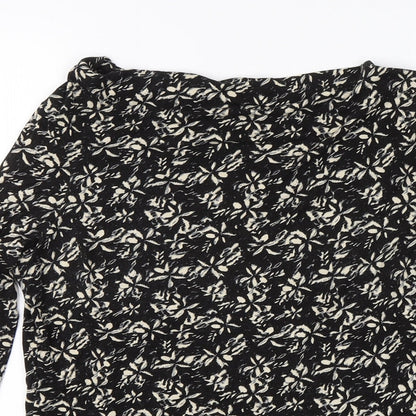 ESMARA Womens Black Floral  Basic Blouse Size S