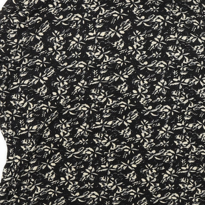 ESMARA Womens Black Floral  Basic Blouse Size S