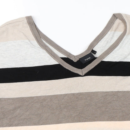 Fransa Womens Brown Striped  Basic Blouse Size L