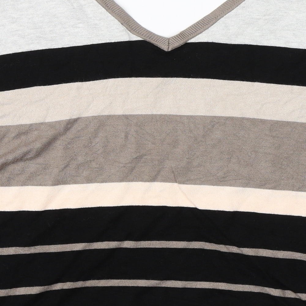 Fransa Womens Brown Striped  Basic Blouse Size L