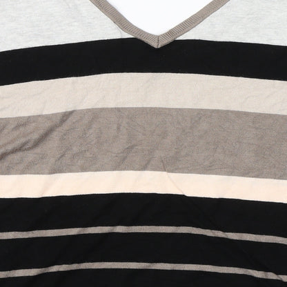 Fransa Womens Brown Striped  Basic Blouse Size L