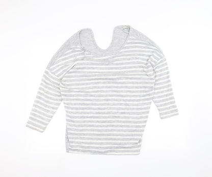 TU Womens Grey Striped  Basic T-Shirt Size 14
