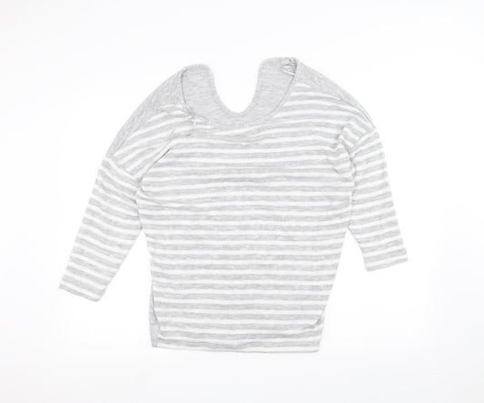 TU Womens Grey Striped  Basic T-Shirt Size 14