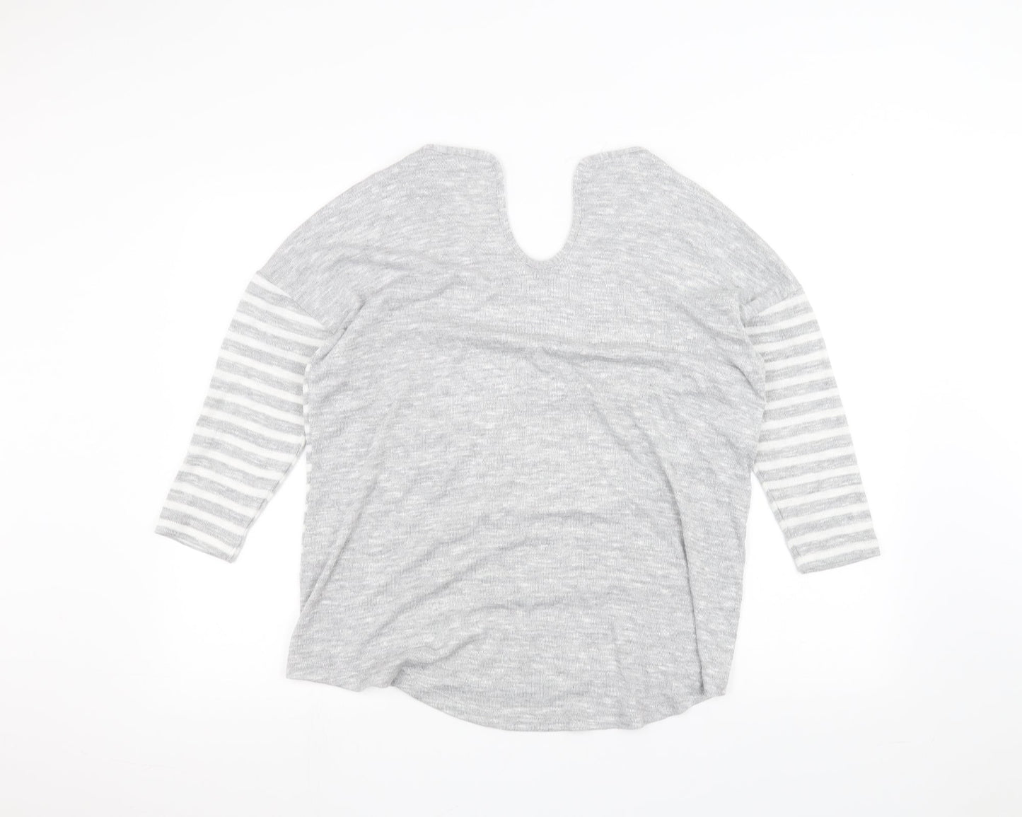 TU Womens Grey Striped  Basic T-Shirt Size 14