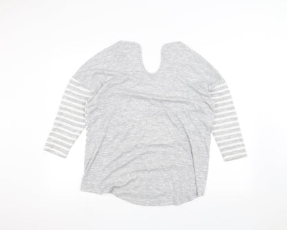 TU Womens Grey Striped  Basic T-Shirt Size 14