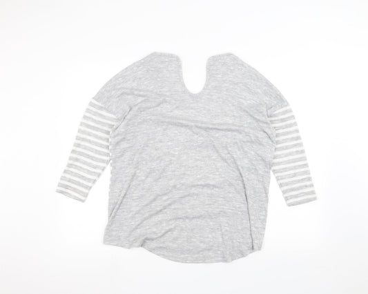 TU Womens Grey Striped  Basic T-Shirt Size 14