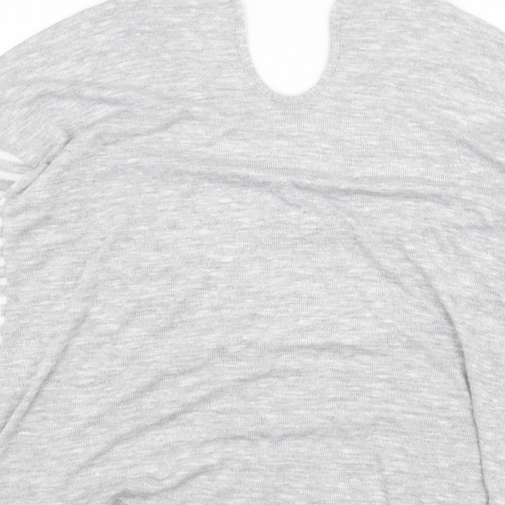 TU Womens Grey Striped  Basic T-Shirt Size 14