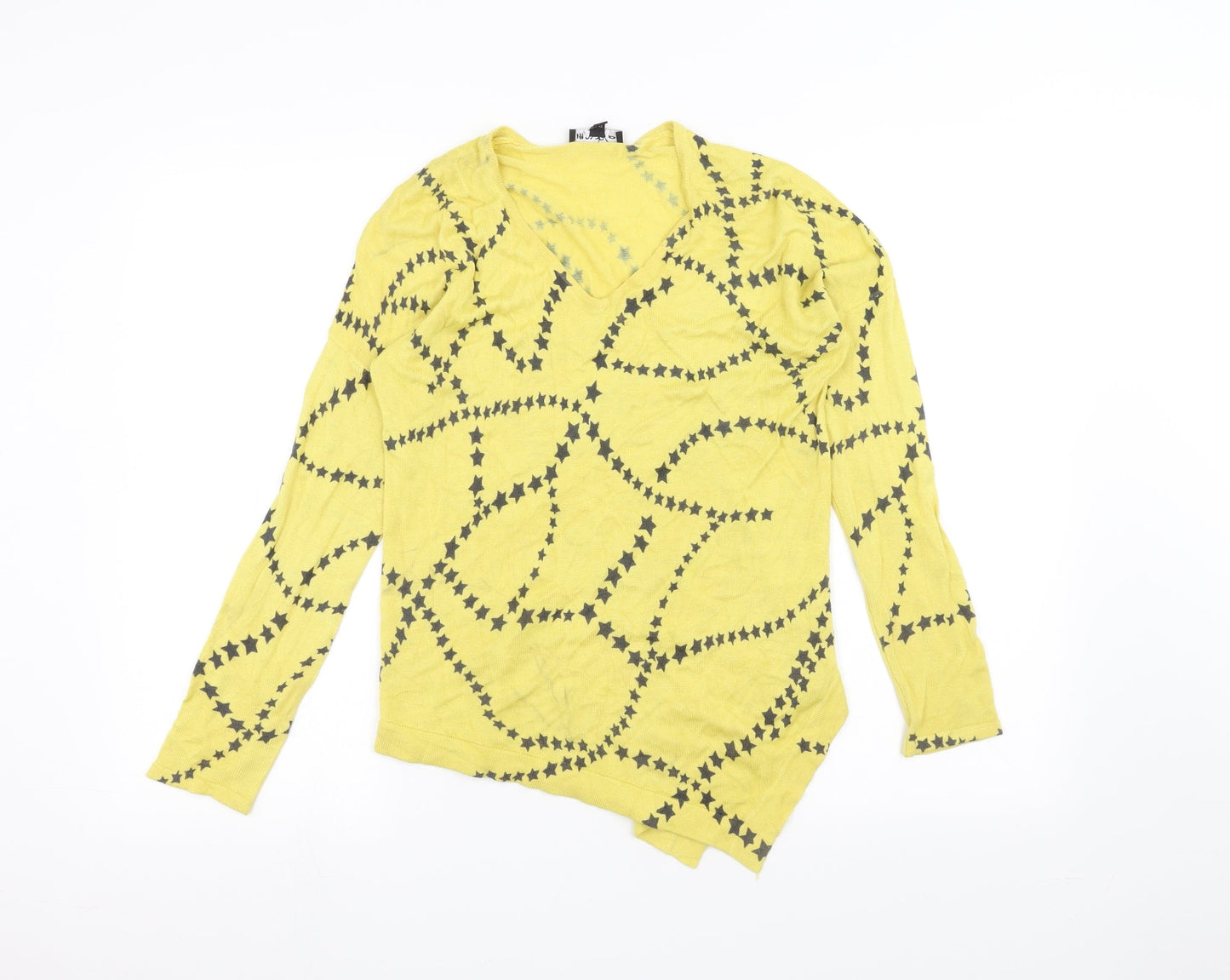 Womens UK Size XS marble Yellow Pullover Jumper