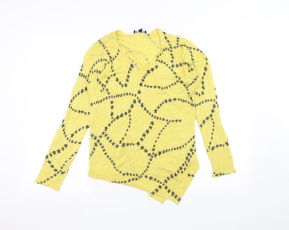 Womens UK Size XS marble Yellow Pullover Jumper