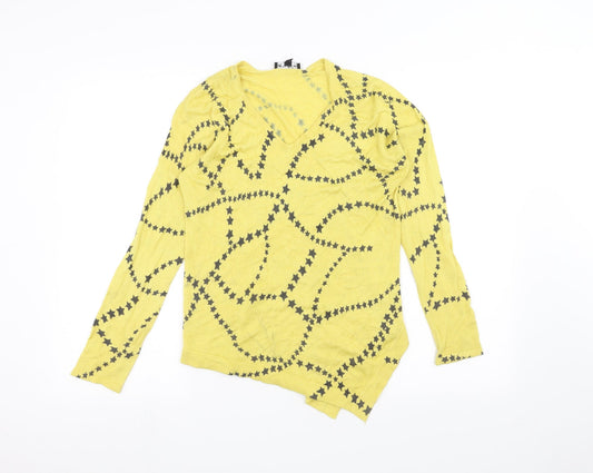 Womens UK Size XS marble Yellow Pullover Jumper