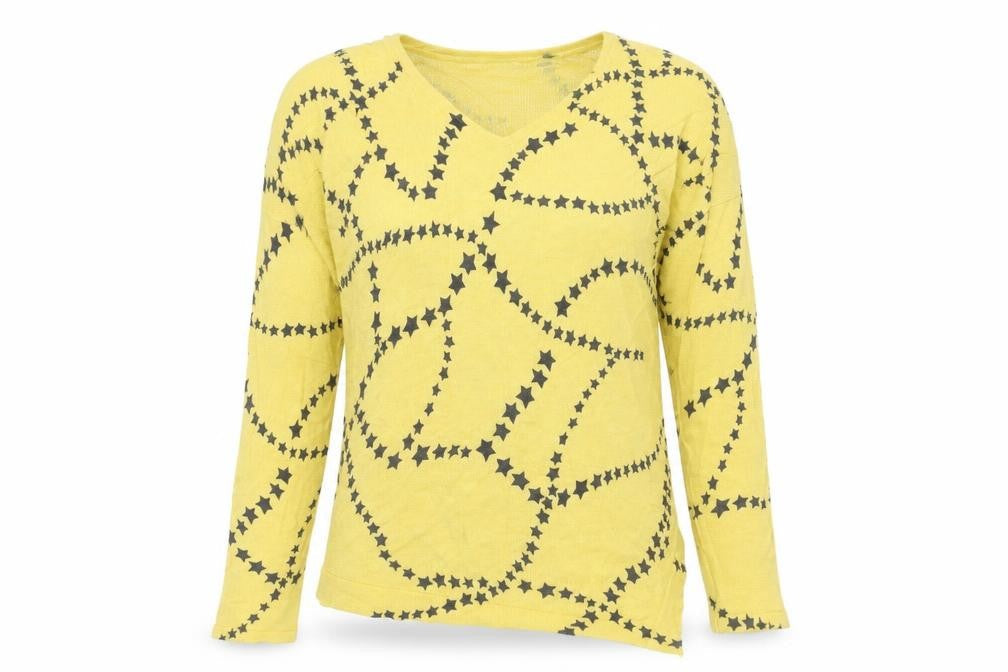 Womens UK Size XS marble Yellow Pullover Jumper