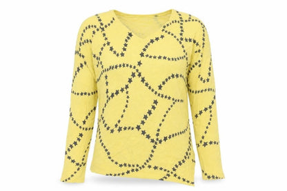 Womens UK Size XS marble Yellow Pullover Jumper