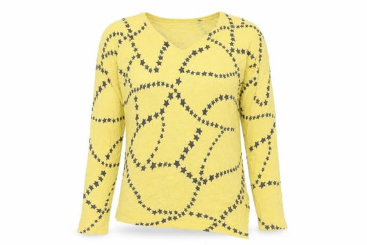 Womens UK Size XS marble Yellow Pullover Jumper