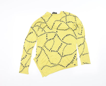 Womens UK Size XS marble Yellow Pullover Jumper