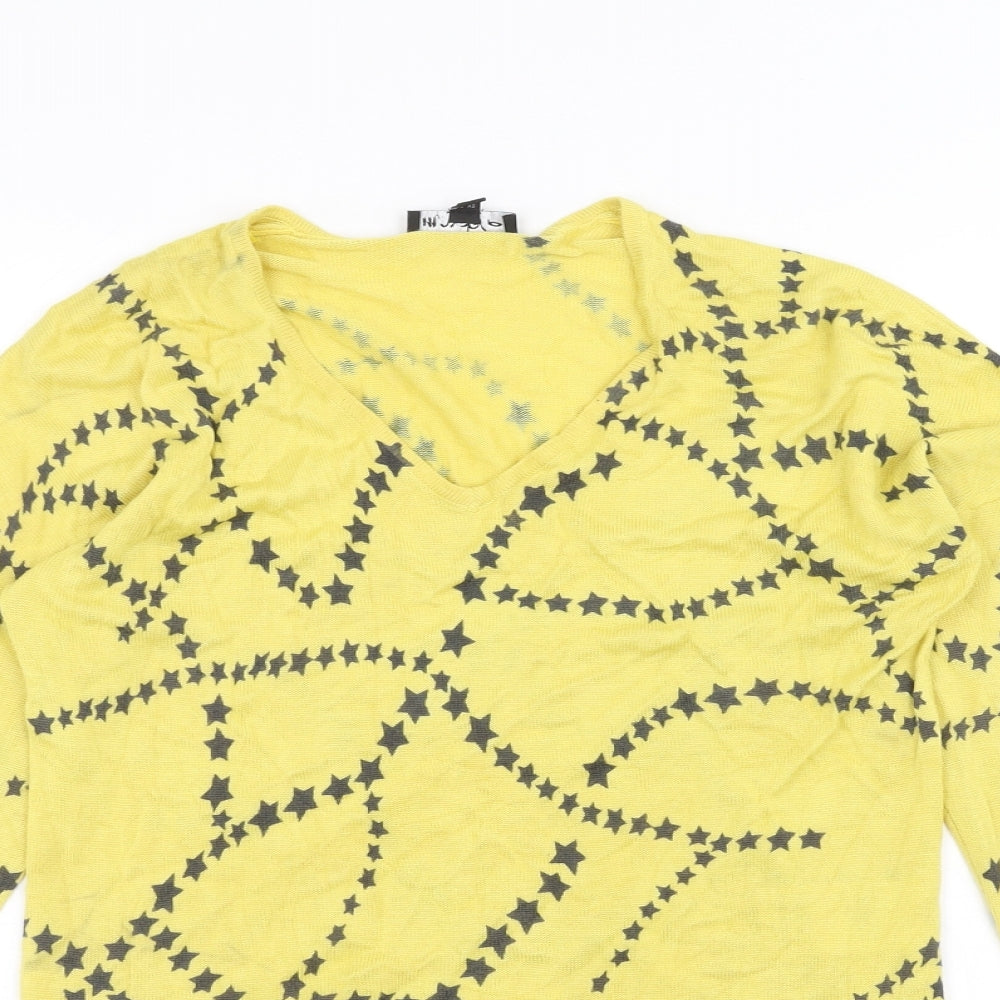 Womens UK Size XS marble Yellow Pullover Jumper