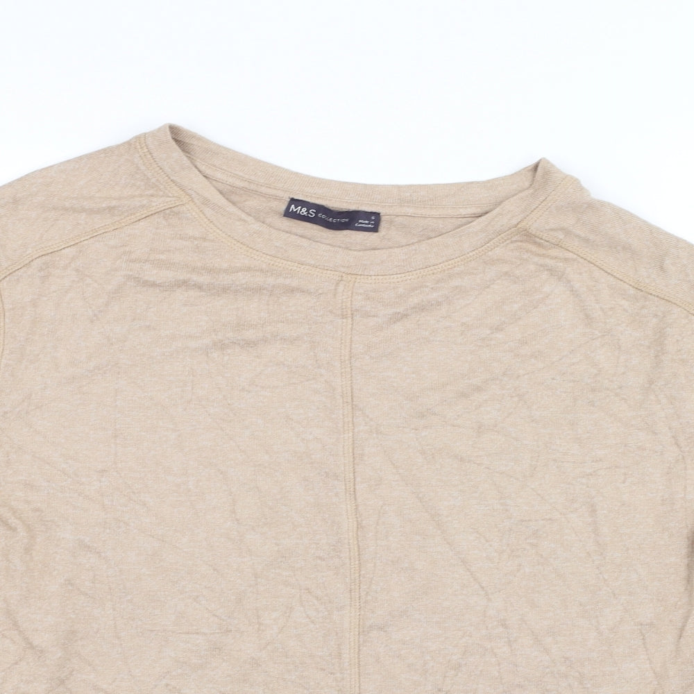 Womens UK Size S Marks and Spencer Brown Basic T-Shirt