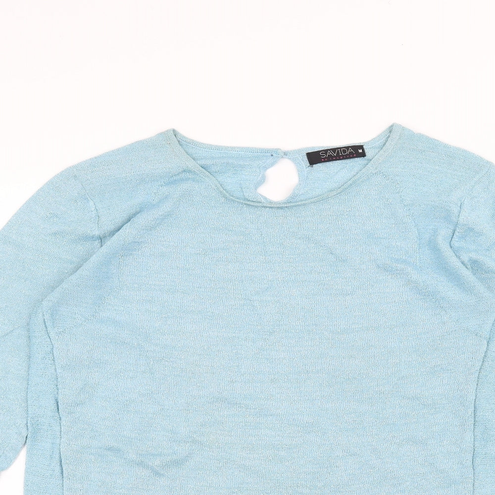 Womens UK Size M Savida Blue Basic T-Shirt