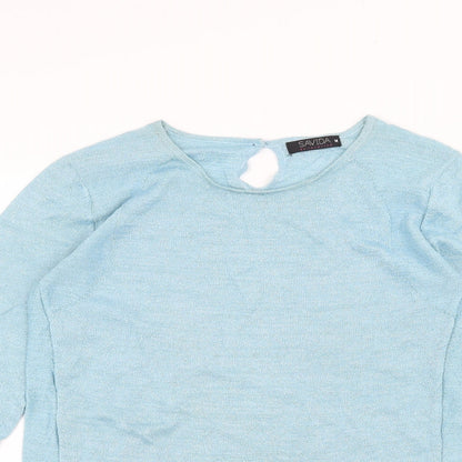 Womens UK Size M Savida Blue Basic T-Shirt