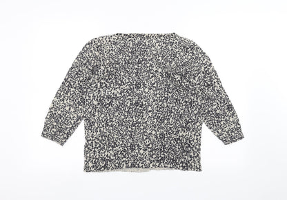 TU Womens White Animal Print  Cardigan Jumper Size 14