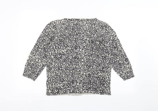 TU Womens White Animal Print  Cardigan Jumper Size 14