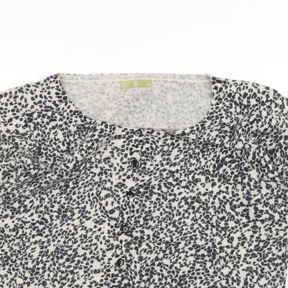 TU Womens White Animal Print  Cardigan Jumper Size 14