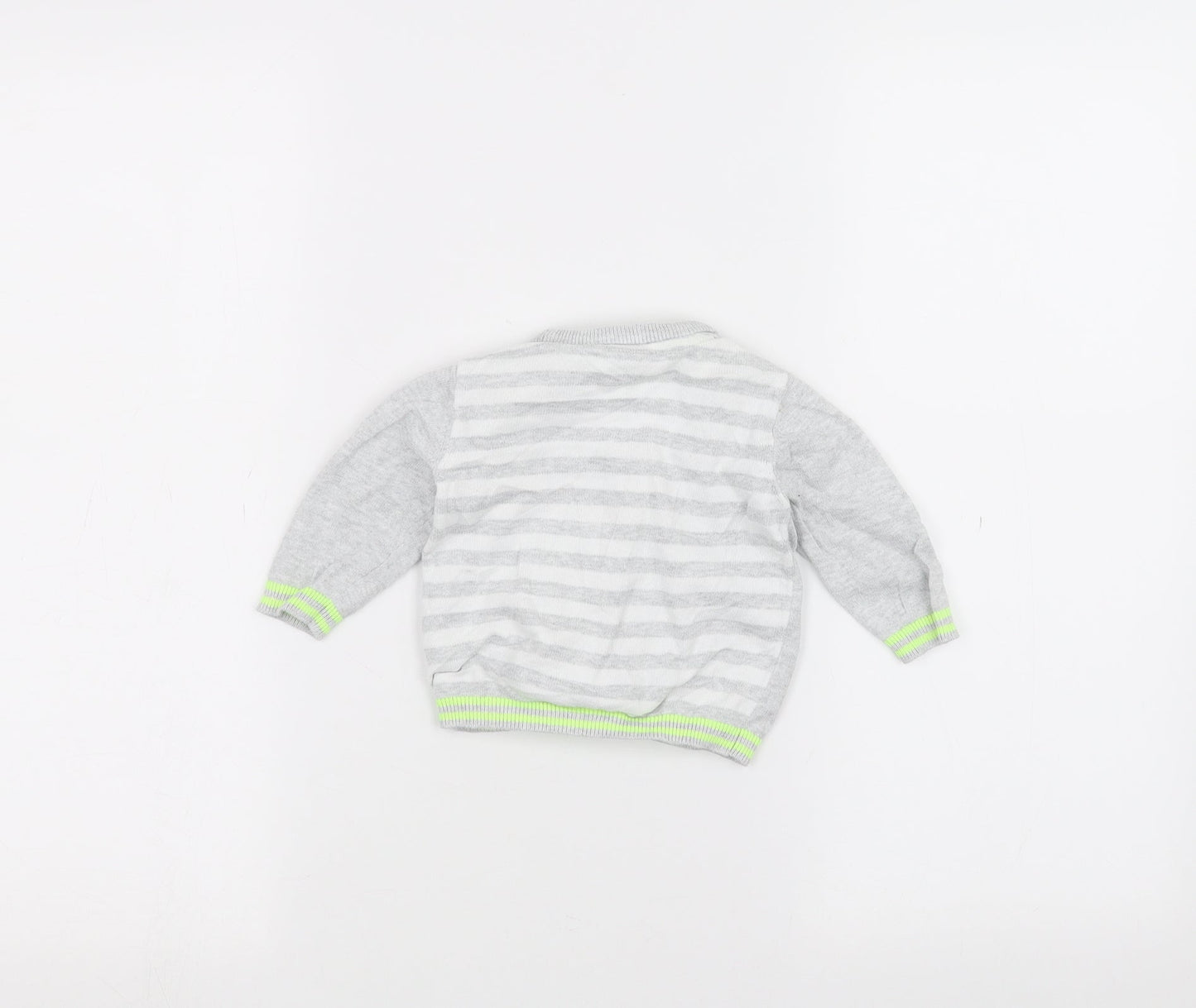 Blue Zoo Baby Grey Striped  Cardigan Jumper Size 3-6 Months