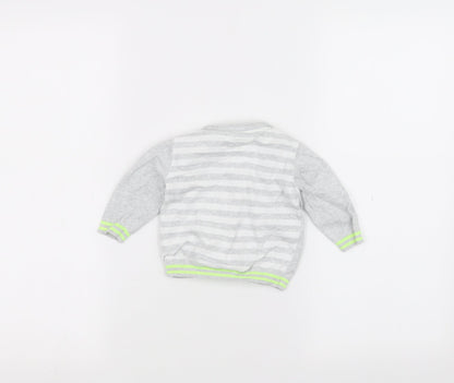 Blue Zoo Baby Grey Striped  Cardigan Jumper Size 3-6 Months