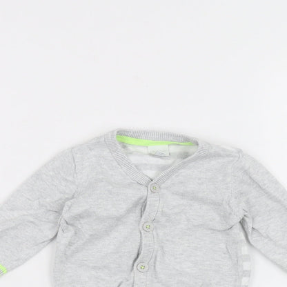 Blue Zoo Baby Grey Striped  Cardigan Jumper Size 3-6 Months