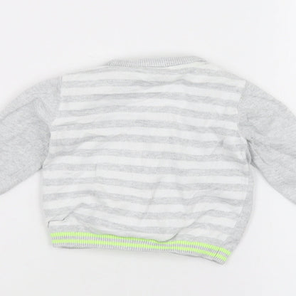 Blue Zoo Baby Grey Striped  Cardigan Jumper Size 3-6 Months