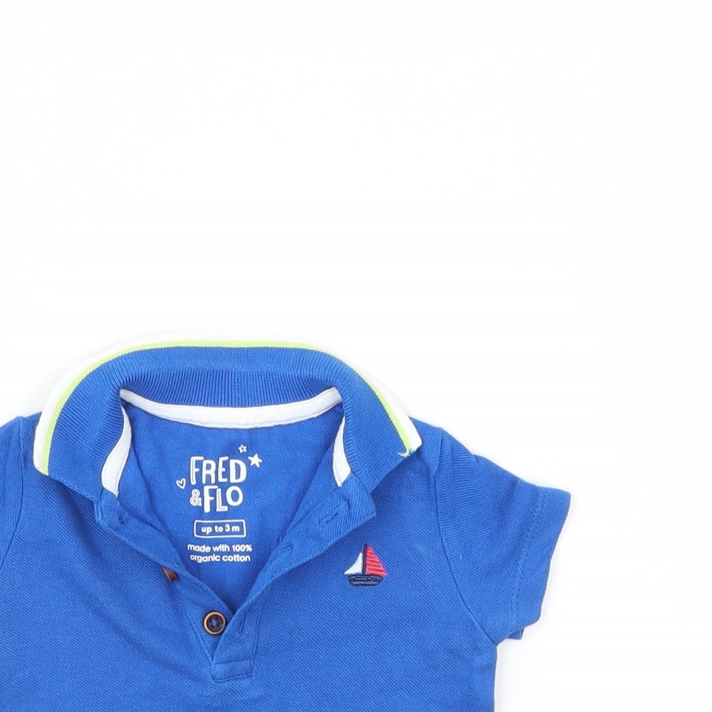Fred & Flo Boys Blue   Basic Polo Size 0-3 Months