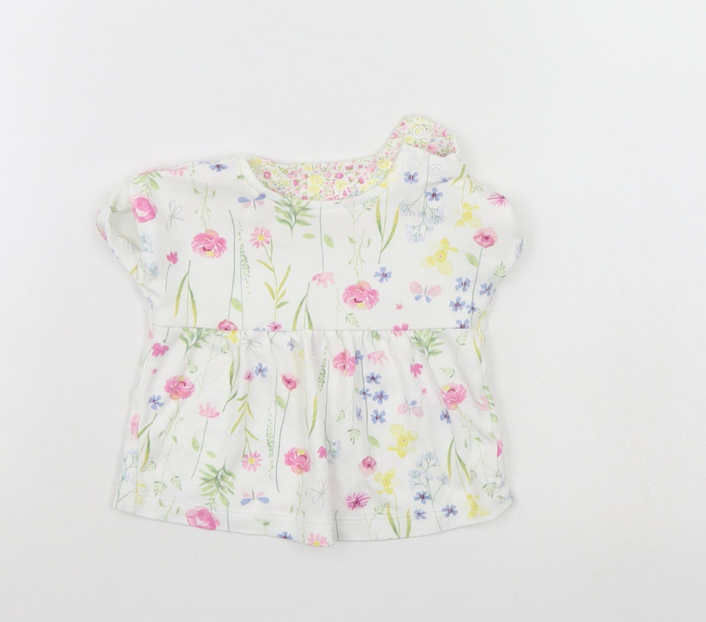 Mothercare Girls White Floral  Tunic Blouse Size 0-3 Months