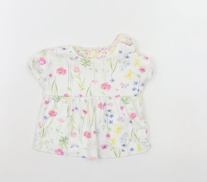 Mothercare Girls White Floral  Tunic Blouse Size 0-3 Months