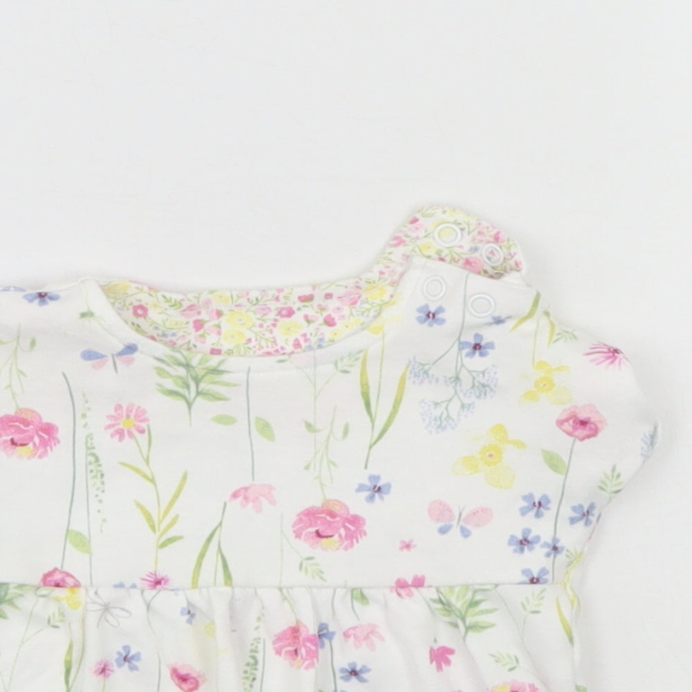 Mothercare Girls White Floral  Tunic Blouse Size 0-3 Months
