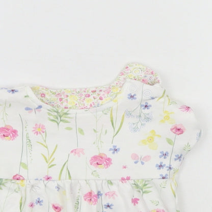 Mothercare Girls White Floral  Tunic Blouse Size 0-3 Months