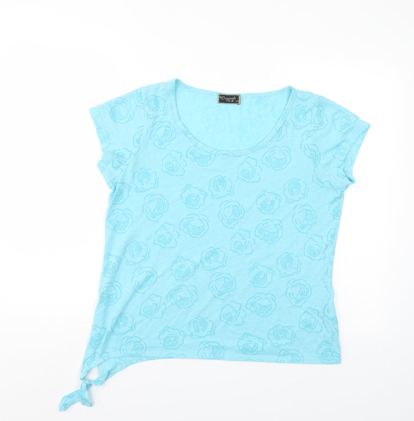 Originals Womens Blue Floral  Basic T-Shirt Size 16