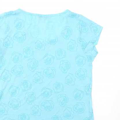 Originals Womens Blue Floral  Basic T-Shirt Size 16