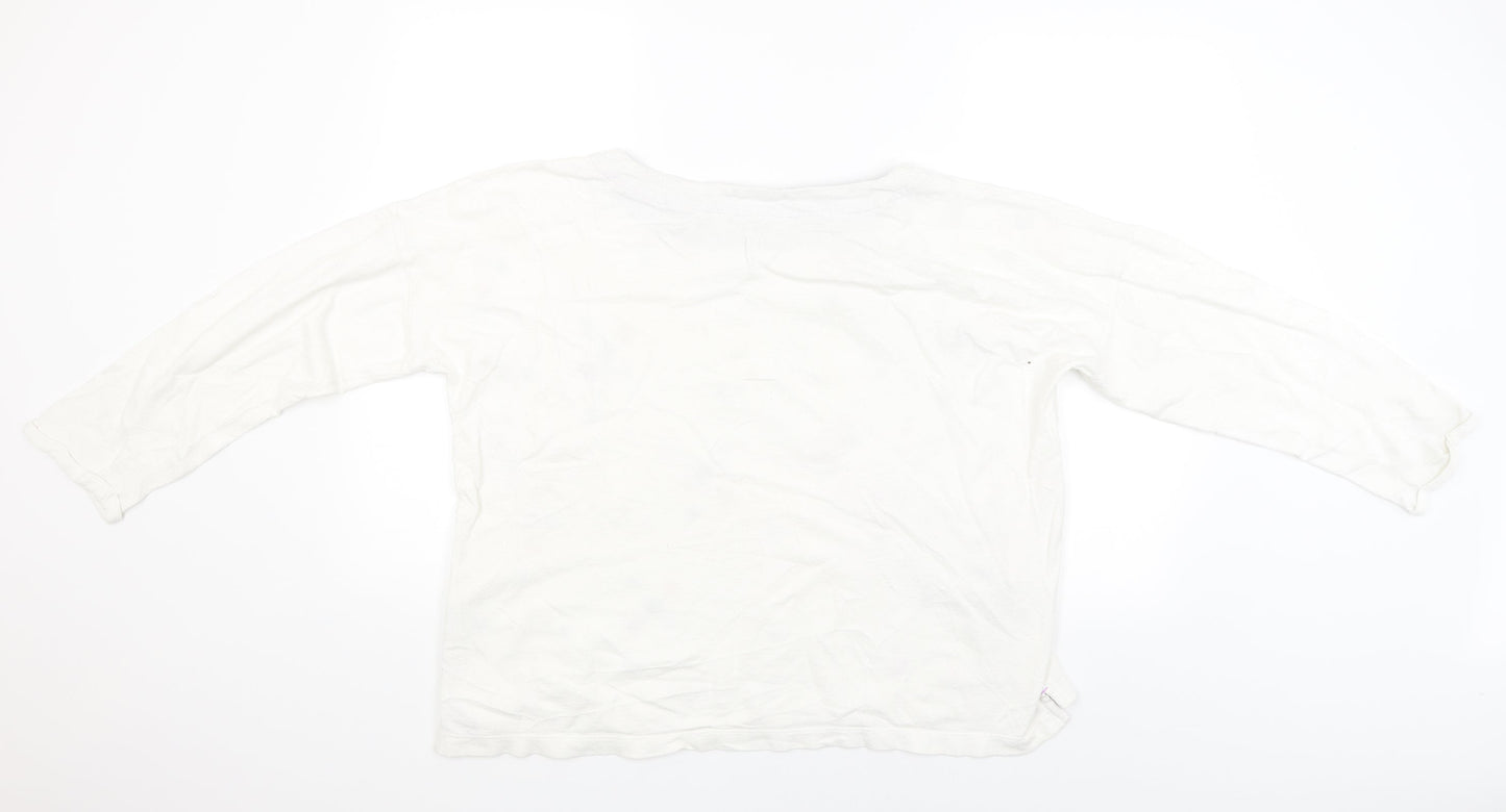 Womens UK Size M Night Owl White Pullover Jumper