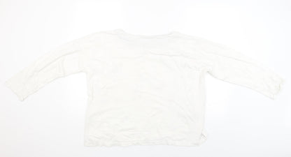 Womens UK Size M Night Owl White Pullover Jumper