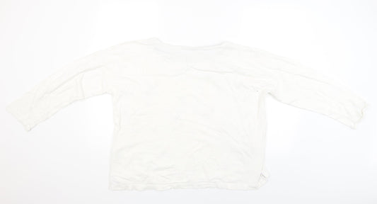 Womens UK Size M Night Owl White Pullover Jumper