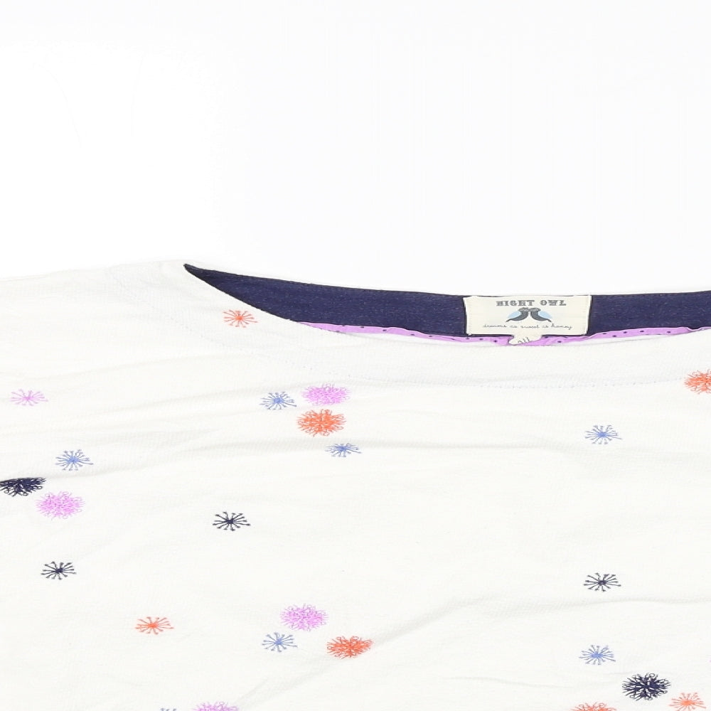 Womens UK Size M Night Owl White Pullover Jumper