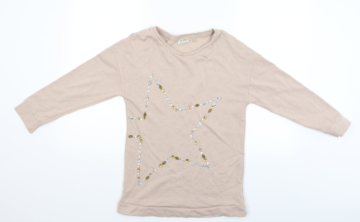 NEXT Girls Beige   Pullover Jumper Size 12 Years  - Star studded