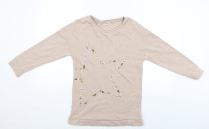 NEXT Girls Beige   Pullover Jumper Size 12 Years  - Star studded