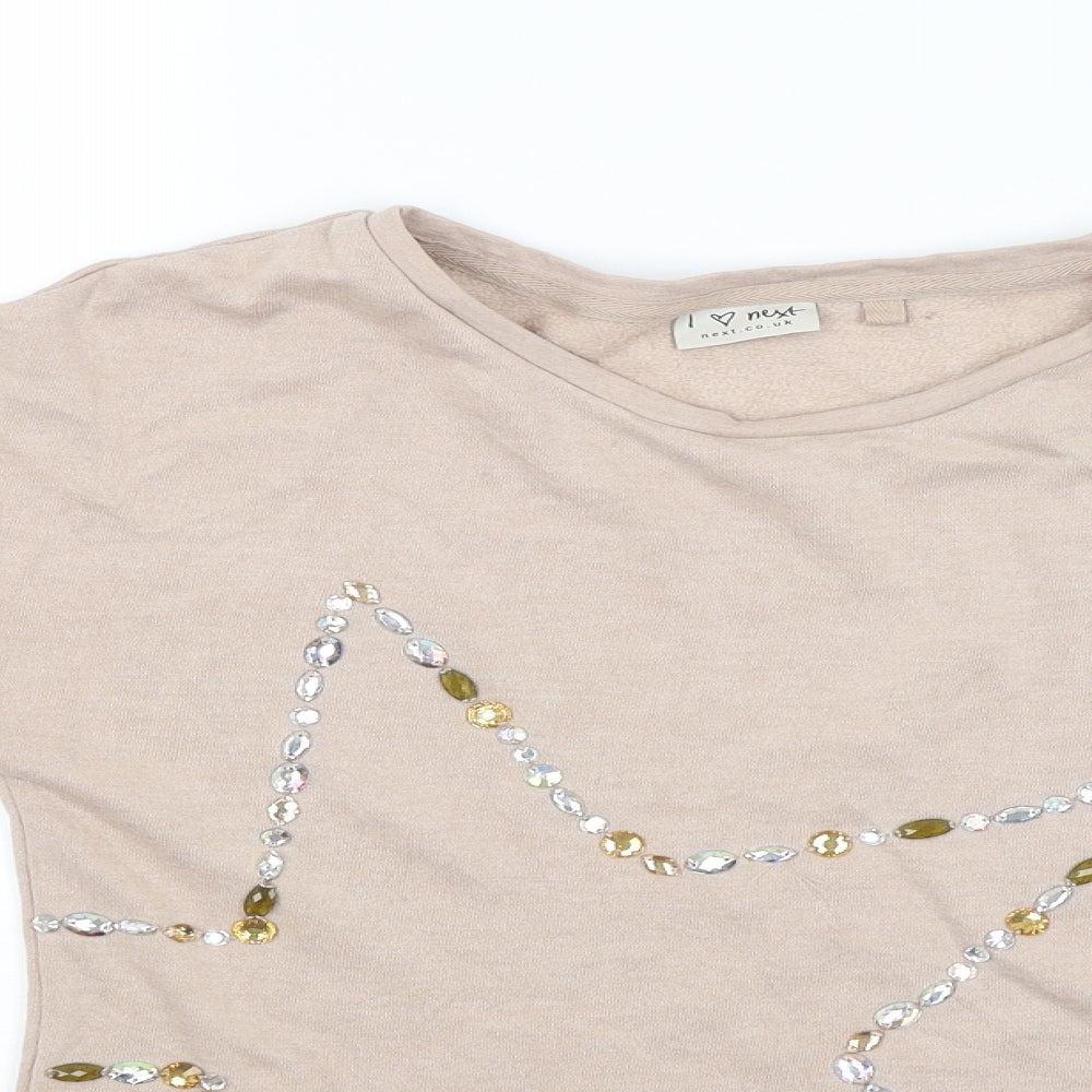 NEXT Girls Beige   Pullover Jumper Size 12 Years  - Star studded